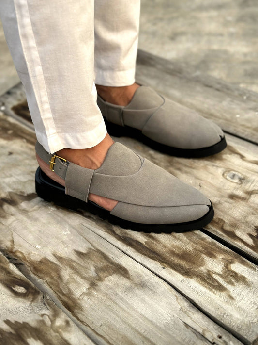 Suedezaar - Grey (Classic Peshawari Chappal)