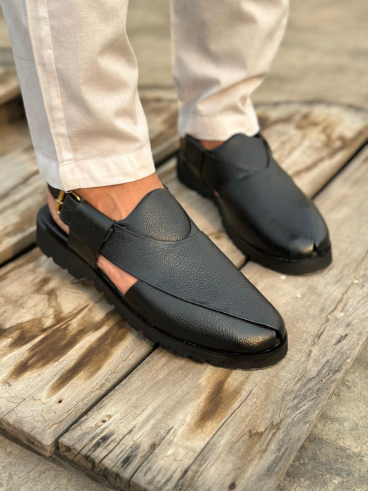Crustique - BLACK (Cow leather Peshawari)