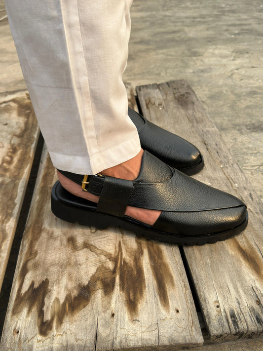 Crustique - BLACK (Cow leather Peshawari)
