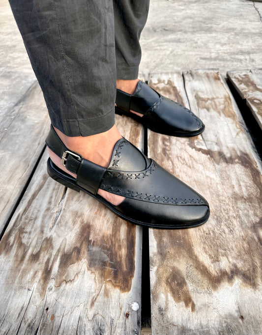 Crosszaar - BLACK (100% cow leather peshawari)