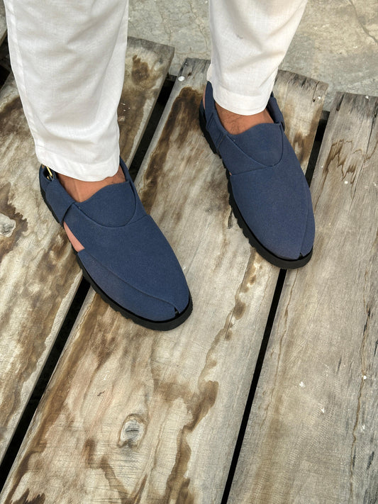 Suedezaar - Royal Blue  (Classic Peshawari Chappal)
