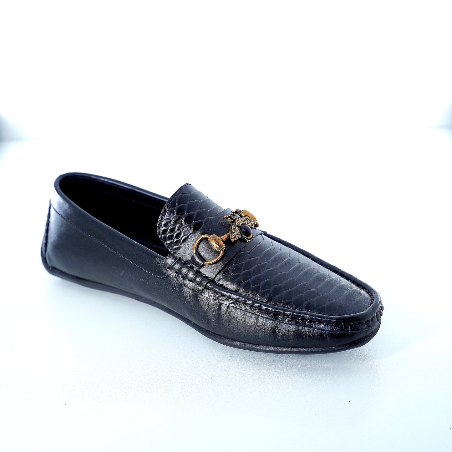 Fishbee - BLK (hamdmade leather moccasins)