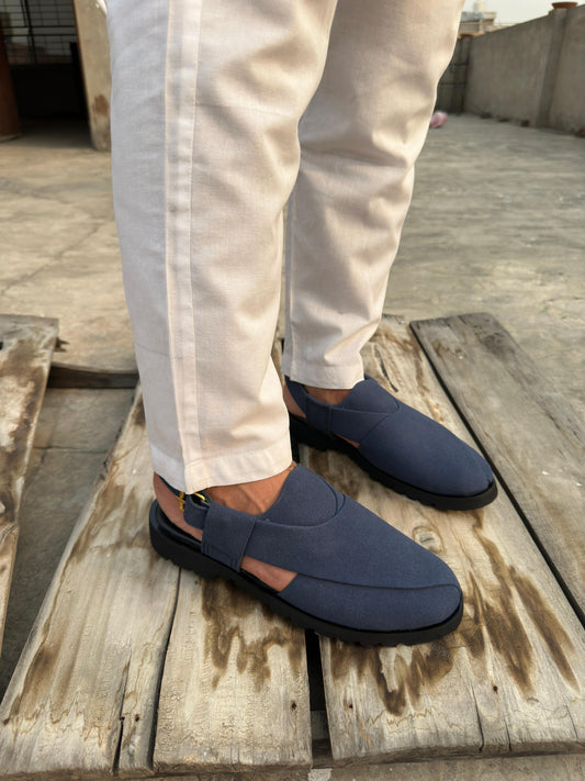 Suedezaar - Royal Blue  (Classic Peshawari Chappal)